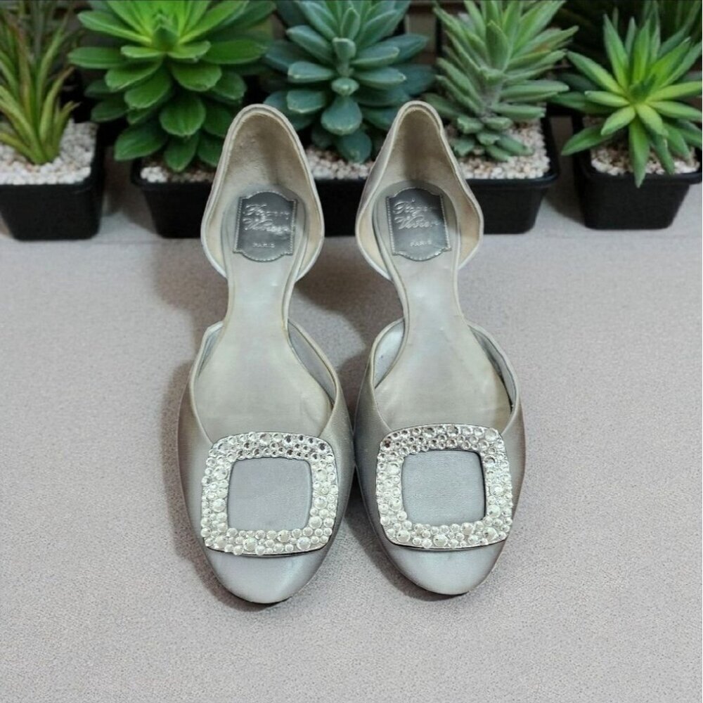 Roger Vivier Paris Ballet Flats Silver Size EU 37/US 6.5